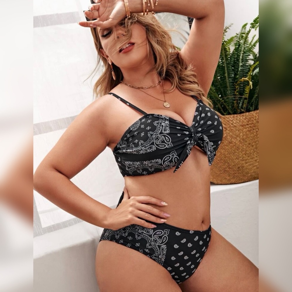 Black Paisley Bikini Set